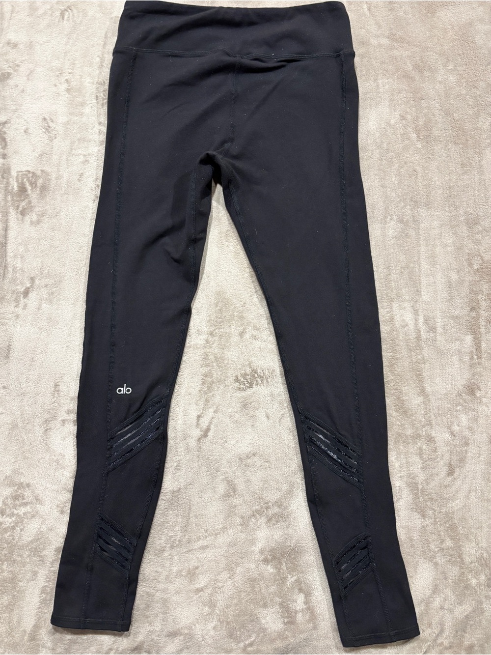 ALO Yoga Kids Black Leggings with Mesh Detail